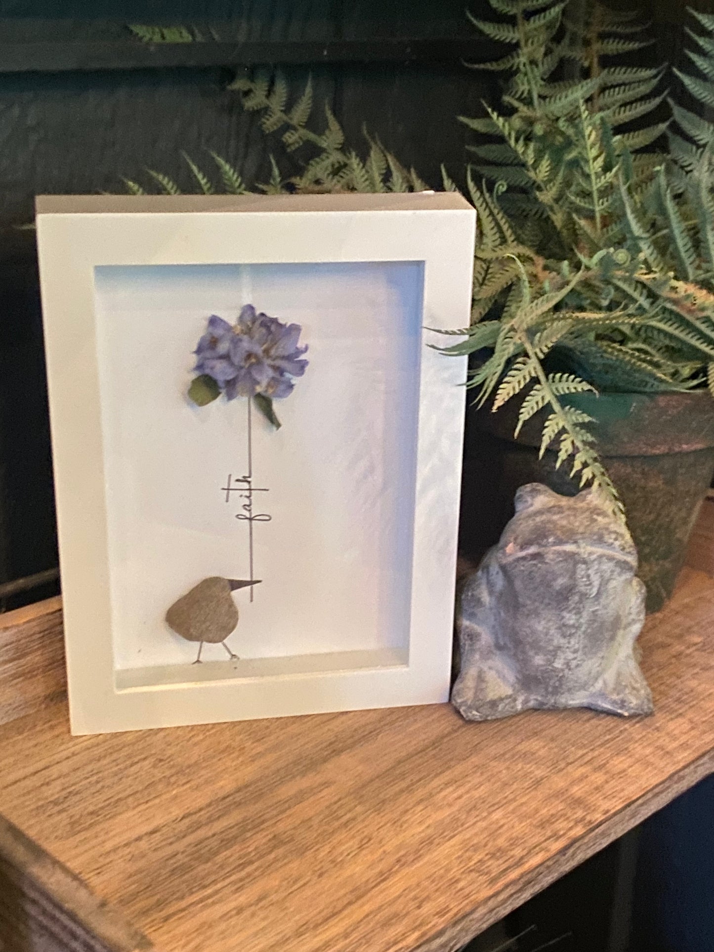 “Faith” purple flower Shadow Box Art