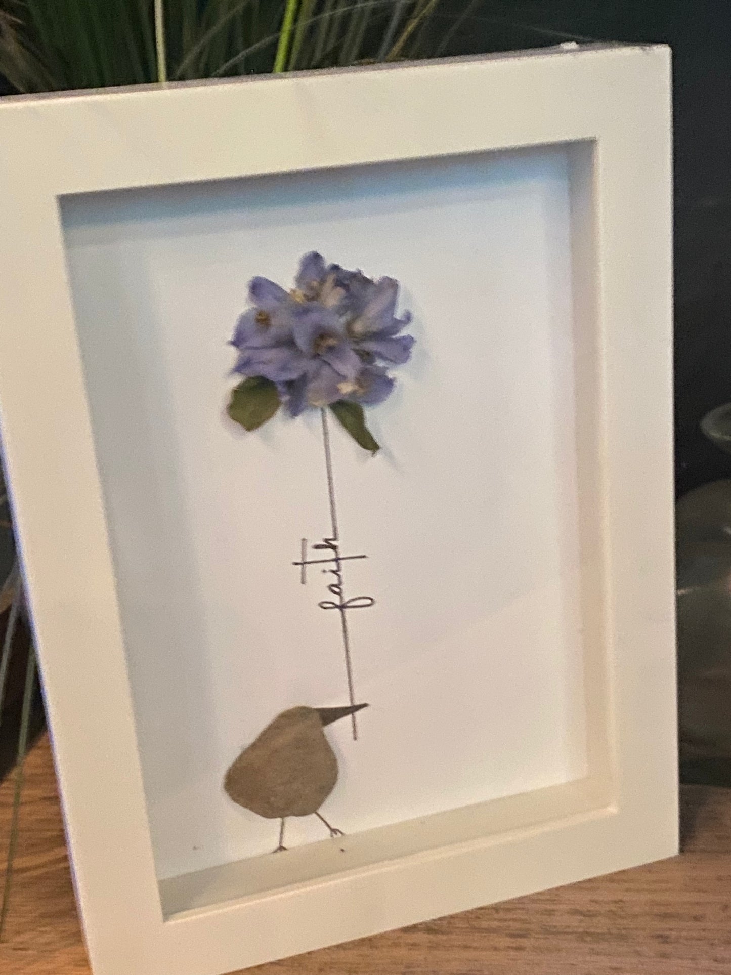 “Faith” purple flower Shadow Box Art