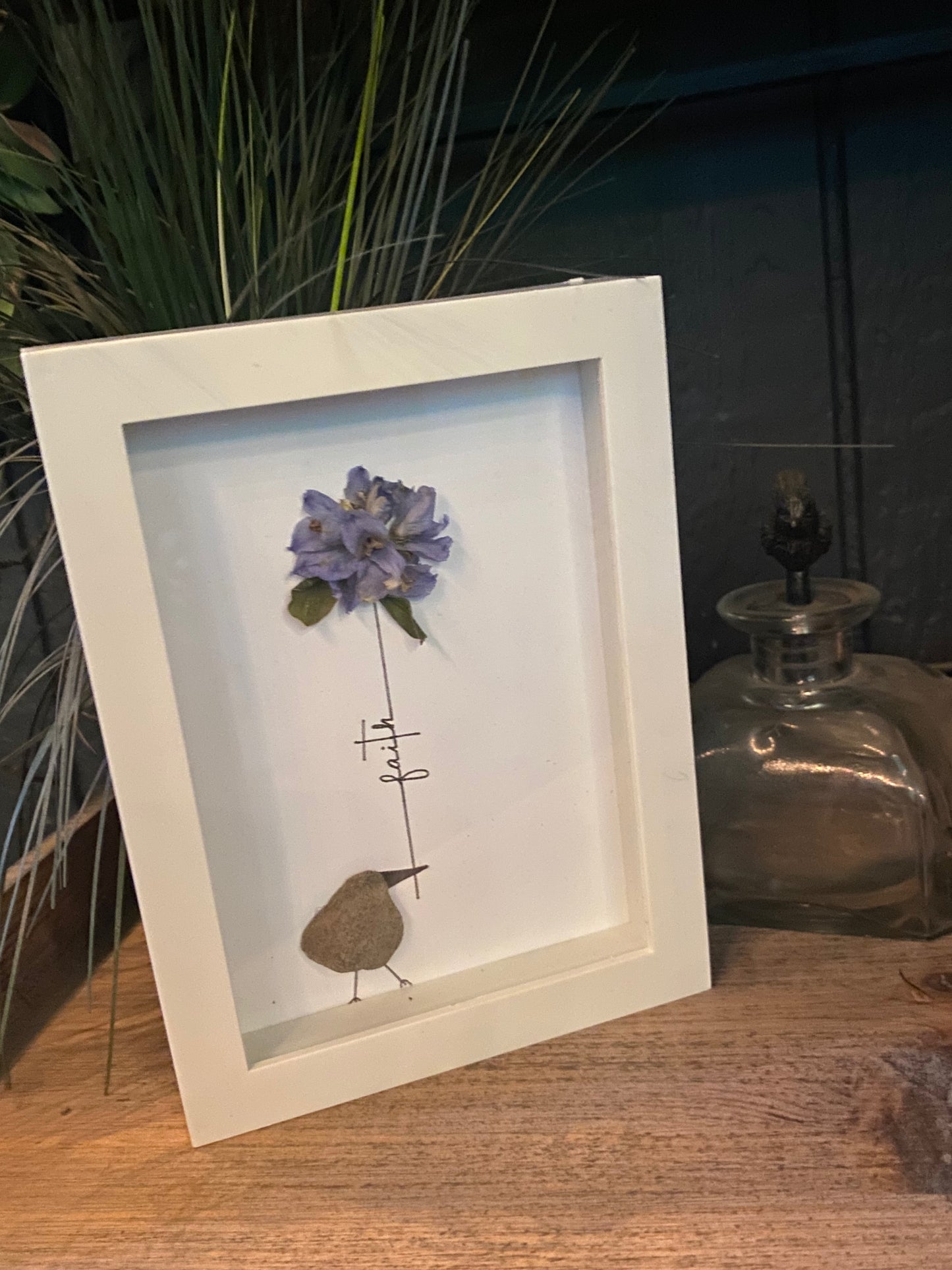 “Faith” purple flower Shadow Box Art