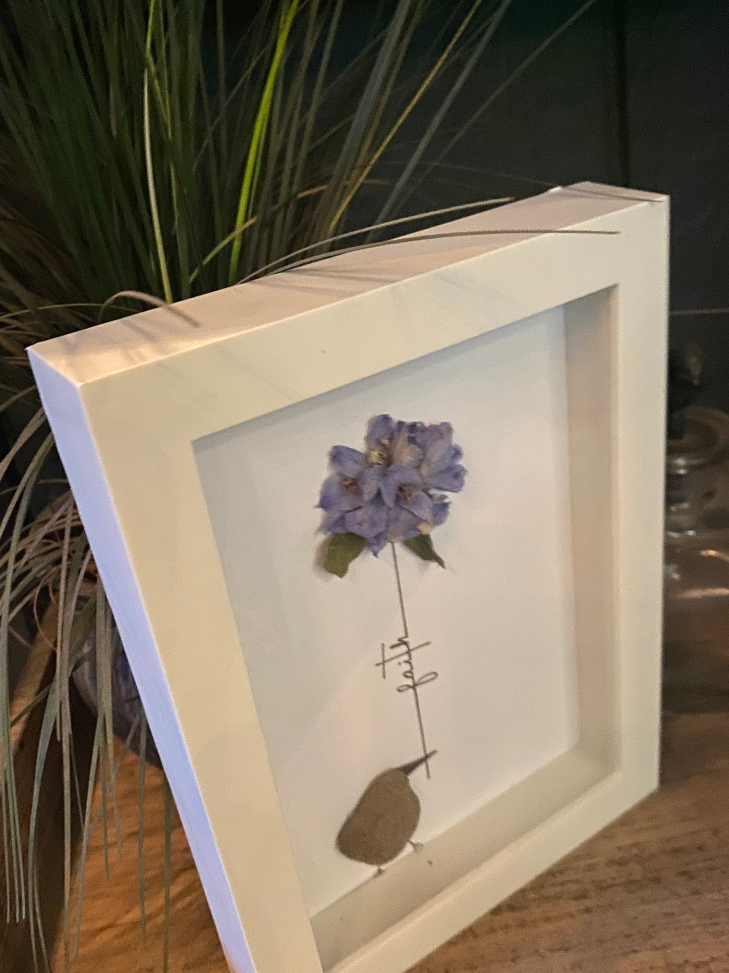 “Faith” purple flower Shadow Box Art