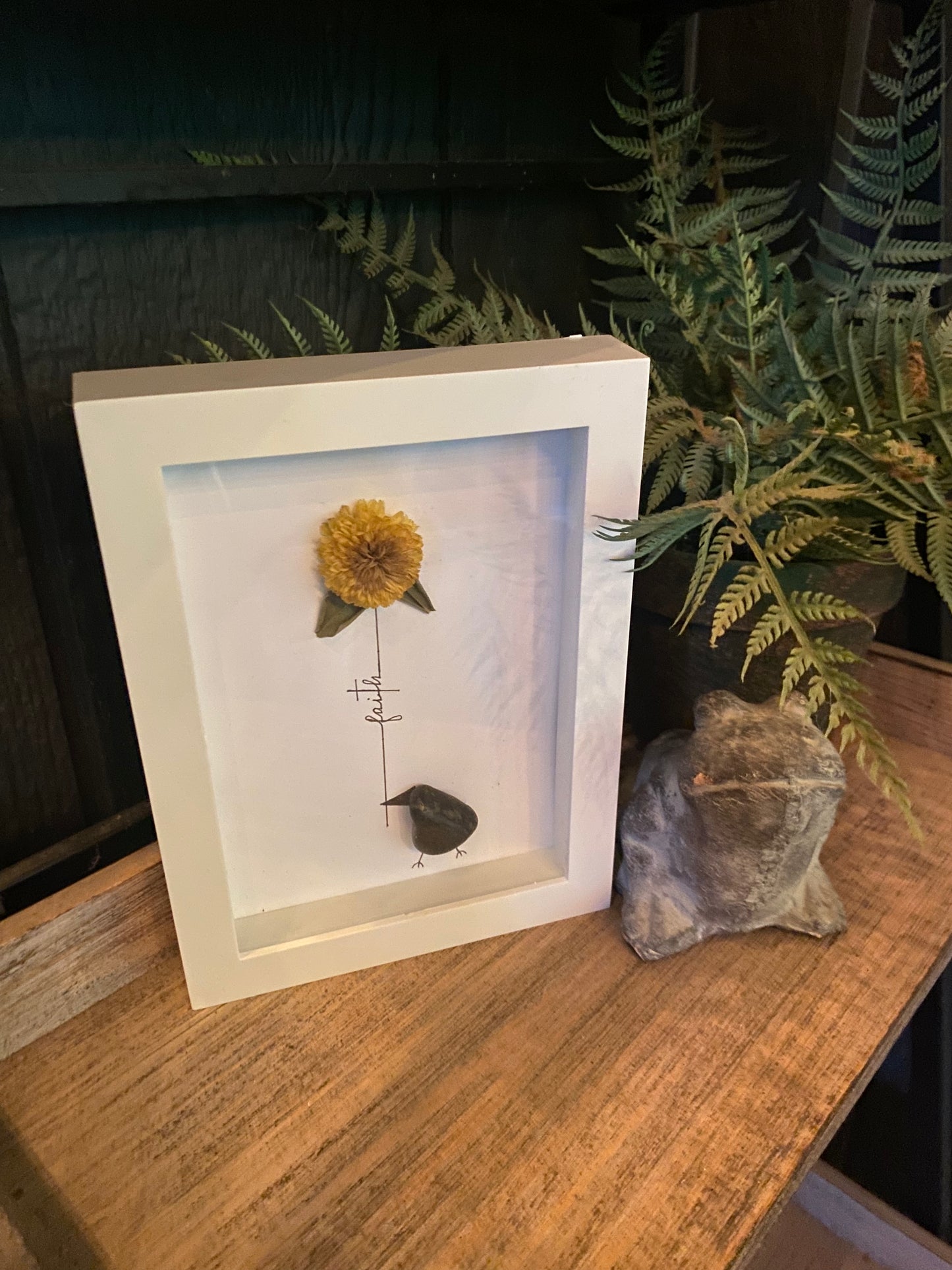“Faith” (yellow wildflower) Shadow Box Art