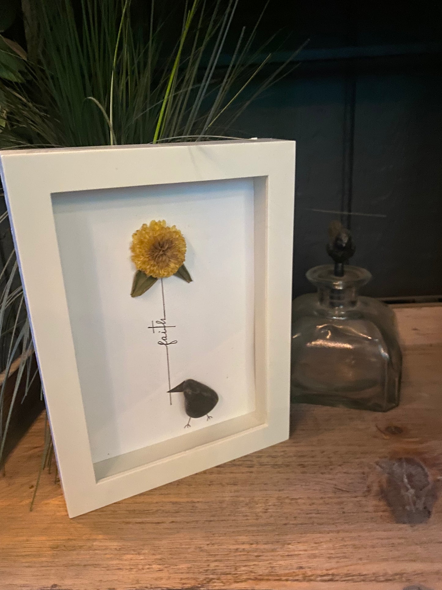 “Faith” (yellow wildflower) Shadow Box Art