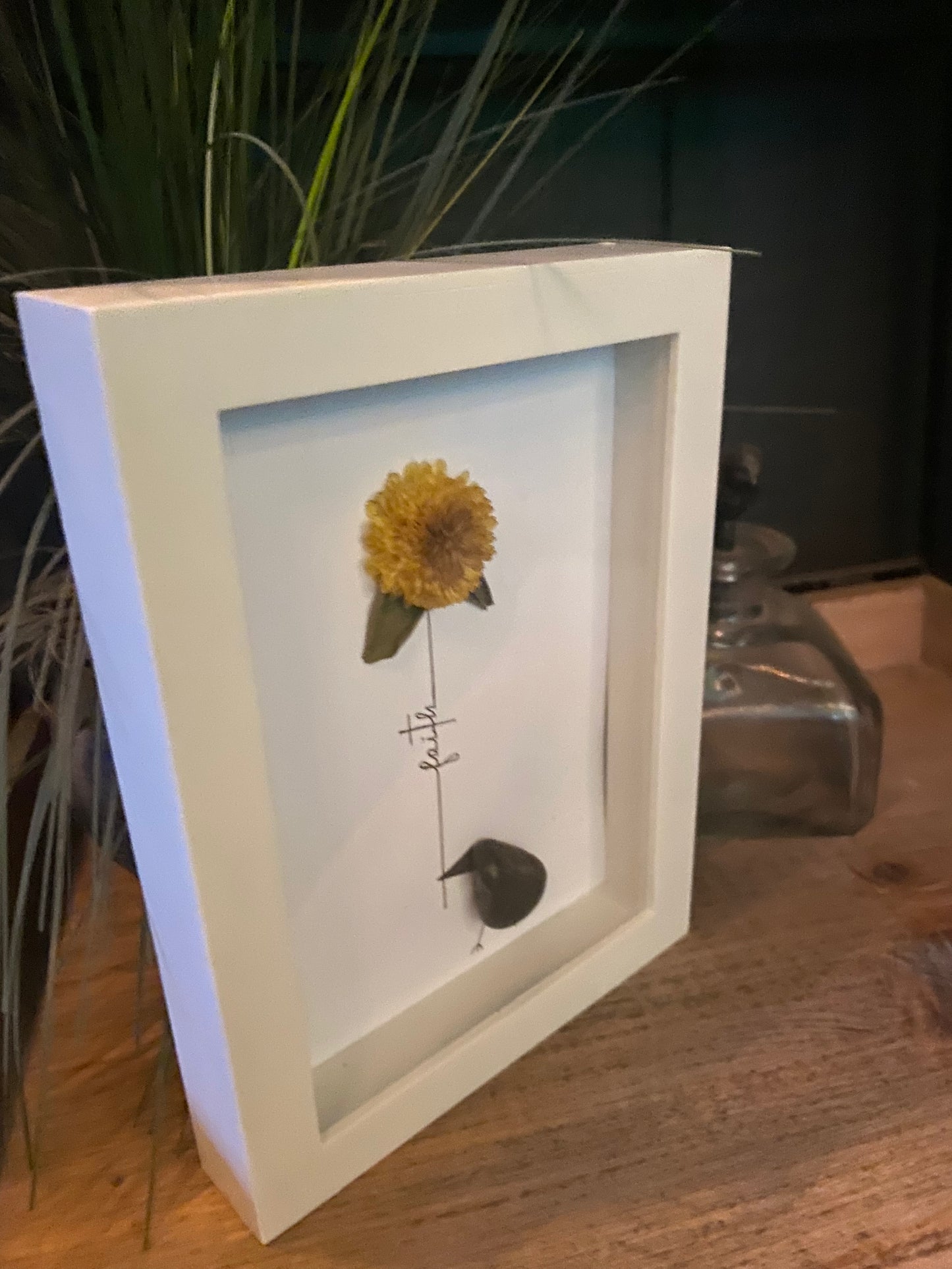 “Faith” (yellow wildflower) Shadow Box Art