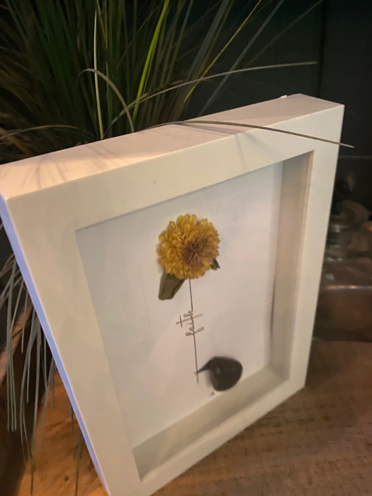 “Faith” (yellow wildflower) Shadow Box Art