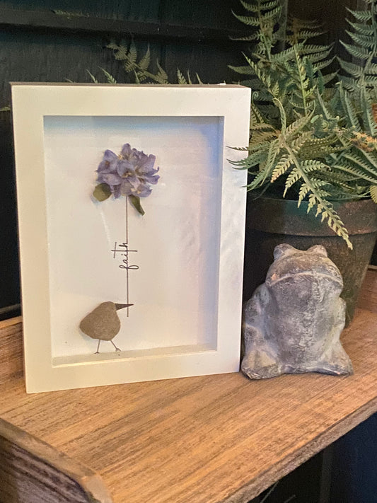 “Faith” purple flower Shadow Box Art